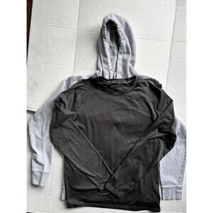 Russell Athletic Grey Hoodie & Eddie Bauer Charcoal Long Sleeve Shirt Bundle M